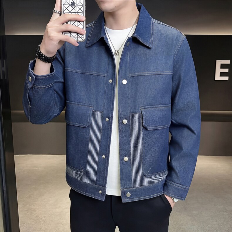 春秋2026轻熟抖音小伙休闲牛仔拼色夹克店主风A236-JK5028-P115,男装夹克,电商A236