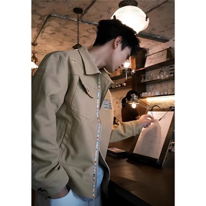 美式巴恩风休闲夹克男女款宽松翻领棒球服刺绣工装外套W6838-P65