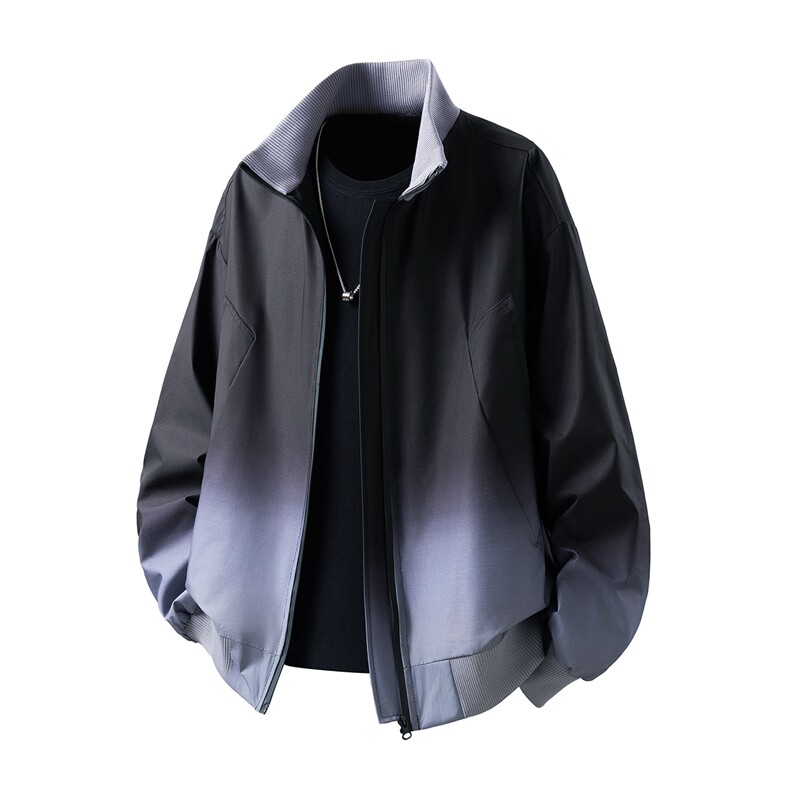 可二开渐变针织立领M-5XL大码聚酯纤维夹克JK78088P85控138，男装夹克，星座227-7