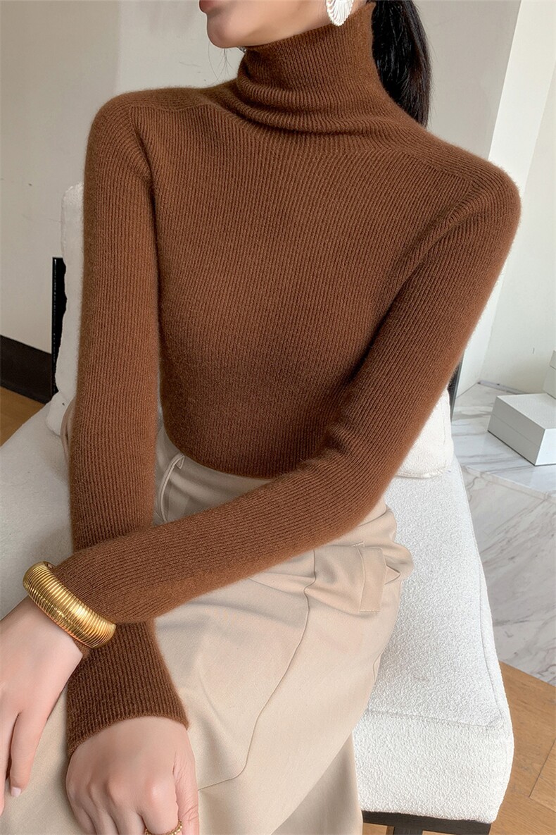时尚百搭高领羊绒衫修身显瘦秋季必备单品,女装羊绒衫,暖思纯羊绒