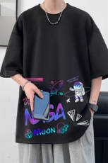 NASA联名同款麂皮绒短袖t恤男大码半袖男JD82186-P25，男装T恤，电商A040