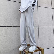 冰丝阔腿裤夏季薄款新款褶皱凉凉空气裤新中式垂感直筒裤子，男装休闲裤，星座506