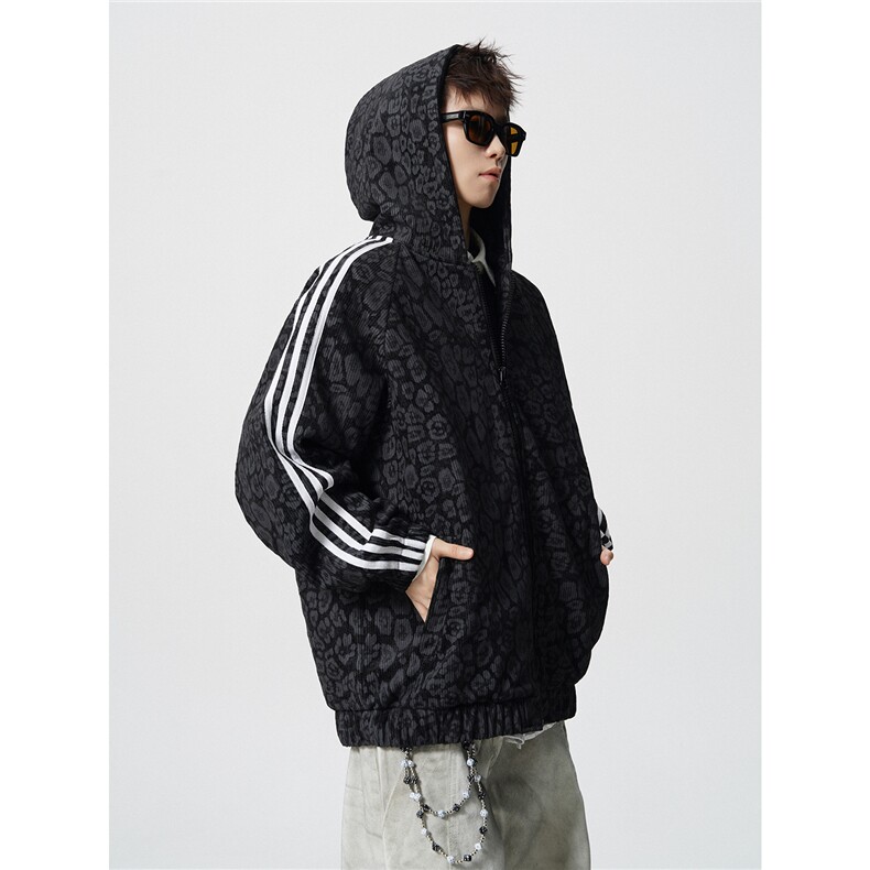 WT3308-P70特控138大码套里布高品质重磅豹纹印花连帽外套，女装短外套，电商D232