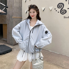 韩系连帽冲锋衣外套女2025秋季新款少女感甜酷减龄休闲百搭夹克，女装短外套，2C306