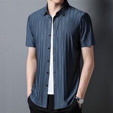 短袖衬衫男时尚2023夏季薄款男士半袖中年商务休闲潮衬衣，男装衬衫，电商B212（原钱塘6029）