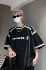 男装丝光棉喷漆短袖T恤2025夏印花五分袖体恤XZ514-2-2024106-P63，男装T恤，星座514-2(原B239)