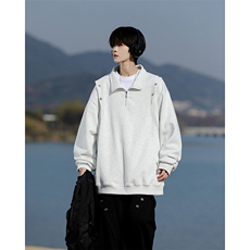 8XL-M星星铆钉半拉链卫衣大码重磅痞帅高街小众立领外套WY5109P58，男装卫衣，电商B238