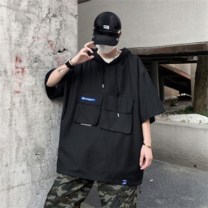 DSA028-MQA2327 P38 夏季复古潮牌连帽工装短袖男百搭休闲卫衣图片