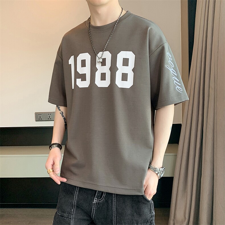 冰氧仿棉短袖店主风体恤夏休闲百搭字母印花男上衣TC3147-P22控48,男装T恤,星座717