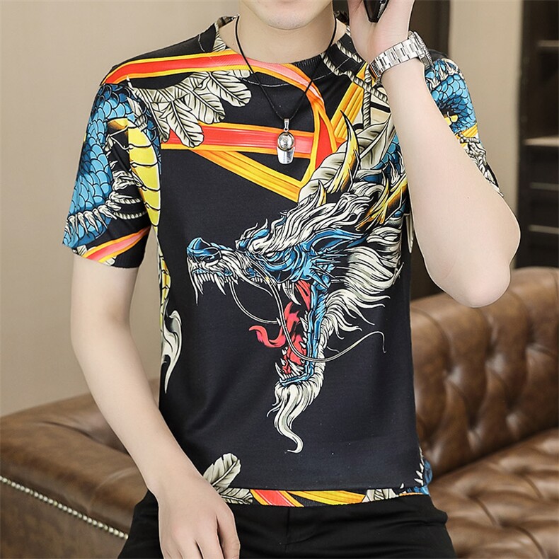 夏季薄款男士圆领短袖t恤时尚休闲2023新款打底衫修身上衣服体恤,男装T恤,电商B212（原钱塘6029）