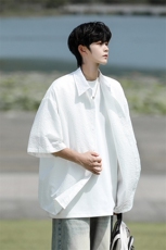 8XL-M泡泡纱盐缩肌理短袖衬衫男夏季冰丝外套防晒衬衣DC28011P36，男装衬衫，电商B312