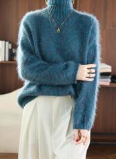 2025年秋季时尚百搭通勤休闲平面高翻领，女装羊毛衫，盛泰针织