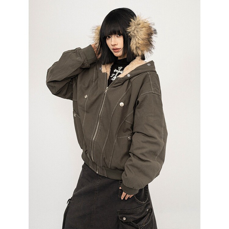 潮座山雕棉服外套女2025冬季新款美式复古男女同款加厚棉衣棉袄,男装棉衣,星座218-8