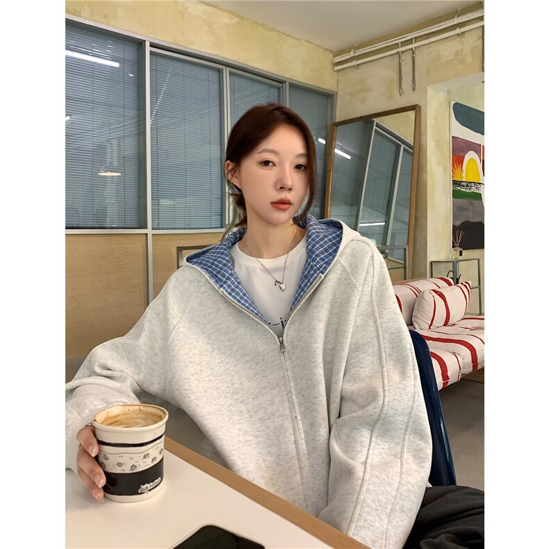 新款时尚学院风拉链开衫外套日系简约百搭流行513AKS2747P48,女装短外套,星座513A