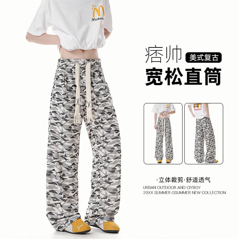 XK60001-P28男夏季薄款慵懒松弛感美式休闲阔腿直筒裤图片