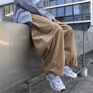 高街ins潮牌灯芯绒工装裤男女直筒宽松拖地裤垂感高级感7048-p35图片