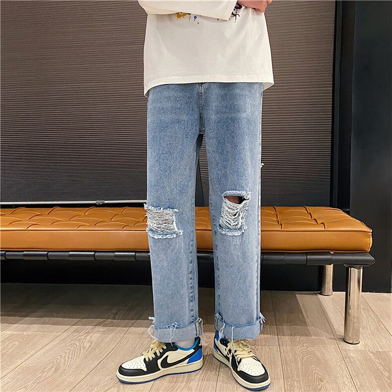k707-p48-控68破洞牛仔在高阶宽松大码牛仔裤cityboy,男装牛仔裤,星座116