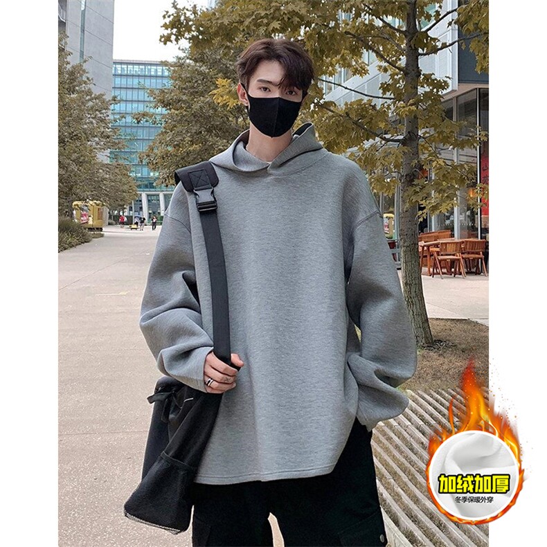 480G重磅加绒硬挺boxy男女秋冬美式高街结构一粒扣连帽卫衣厚外套，女装短外套，电商A486