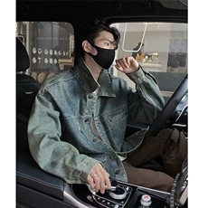 翻领牛仔外套男士春夏夏季潮长袖常规款青少年原宿标准JK058，男装工装外套，星座516A