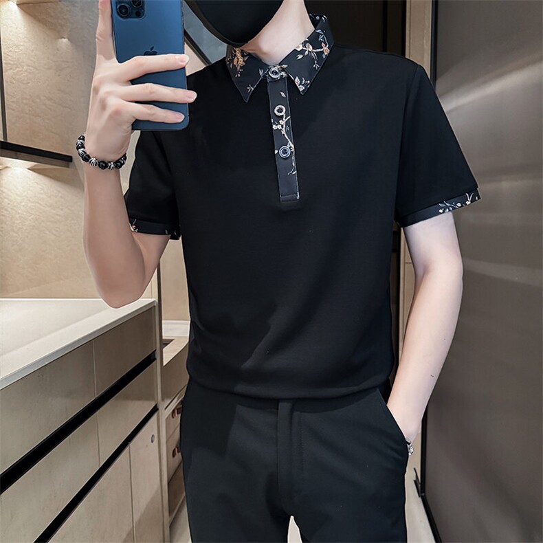 抖音碎花短袖T恤翻领Polo衫 D342-B8120-P40图片