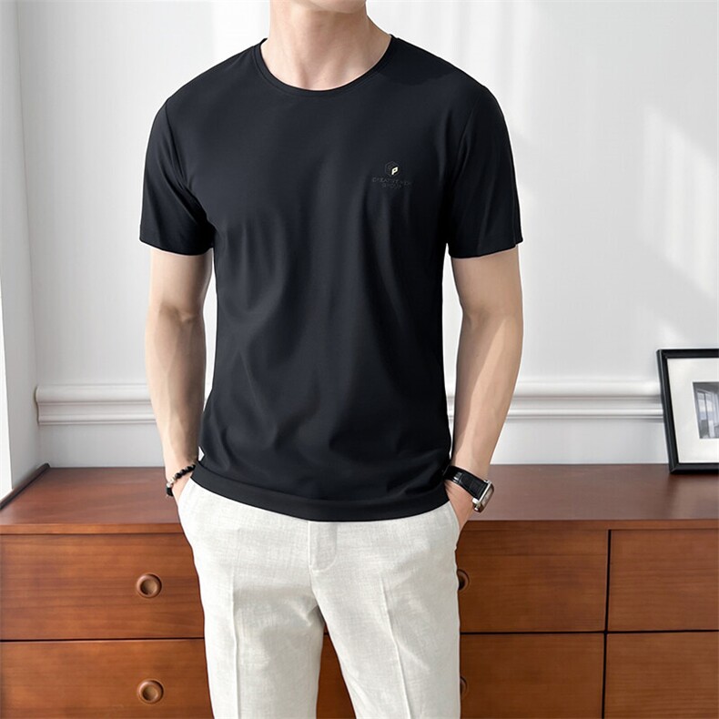 B353 A904 P25 L-4XL 夏季2025新款男士冰丝凉感速干短袖T恤 白图片