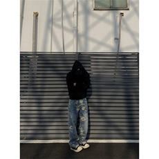 2024/cleanfit牛仔裤水洗碎花朵直筒拖地裤1005-3-SGT02-P65控88，男装牛仔裤，星座1005-3