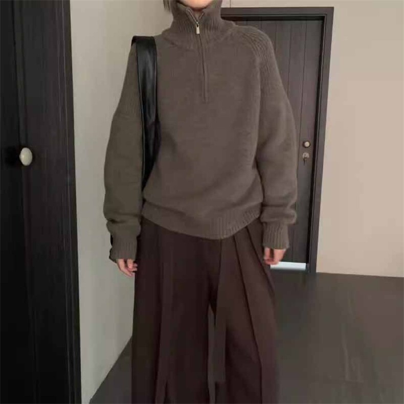 秋冬新款纯色针织套头上衣,女装羊绒衫,鹿一羊绒
