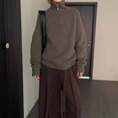 秋冬新款纯色针织套头上衣，女装羊绒衫，鹿一羊绒