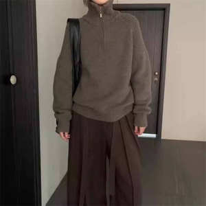 秋冬新款纯色针织套头上衣图片