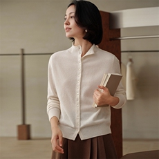 羊绒开衫女2026秋冬新款100羊绒外套半高领开衫简约保暖羊绒上衣，女装羊绒衫，绒知纯羊绒