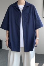 8XL-M亚麻短袖衬衫男夏薄款宽松休闲百搭大码半袖衬衣DC28002P50，男装衬衫，电商B312