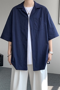 8XL-M亚麻短袖衬衫男夏薄款宽松休闲百搭大码半袖衬衣DC28002P50图片