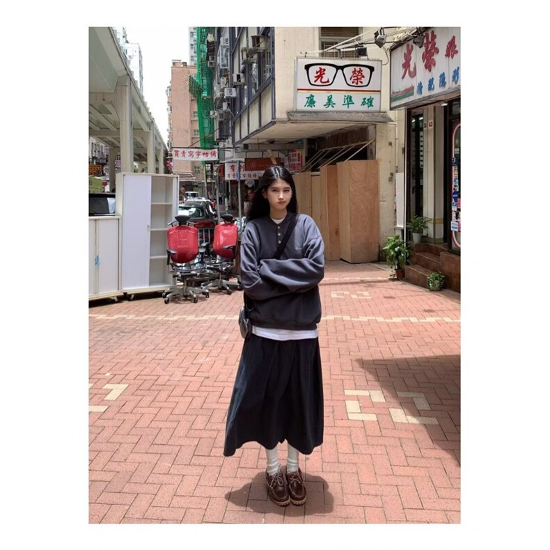 美式复古简约少年感亨利领卫衣男女宽松休闲套头长袖上衣,男装卫衣,星座506A