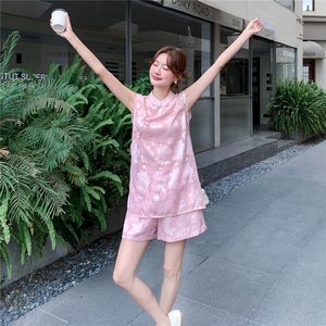 现货夏装新款新中式盘扣复古套装两件套2270-P160-K249图片