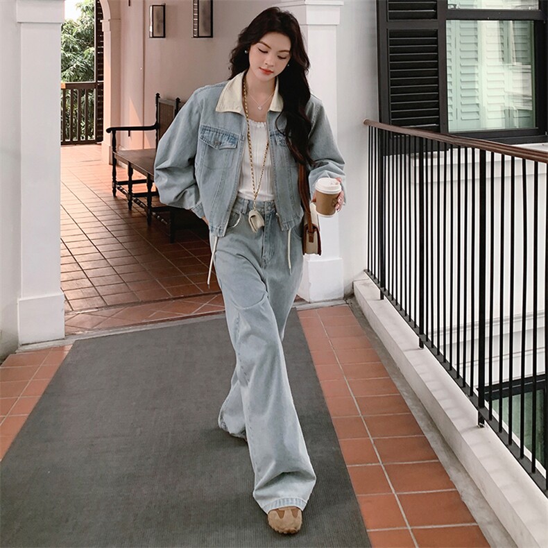 新款牛仔长裤套装-款号9916-P165-K238,女装套装/套裙,浙宝305