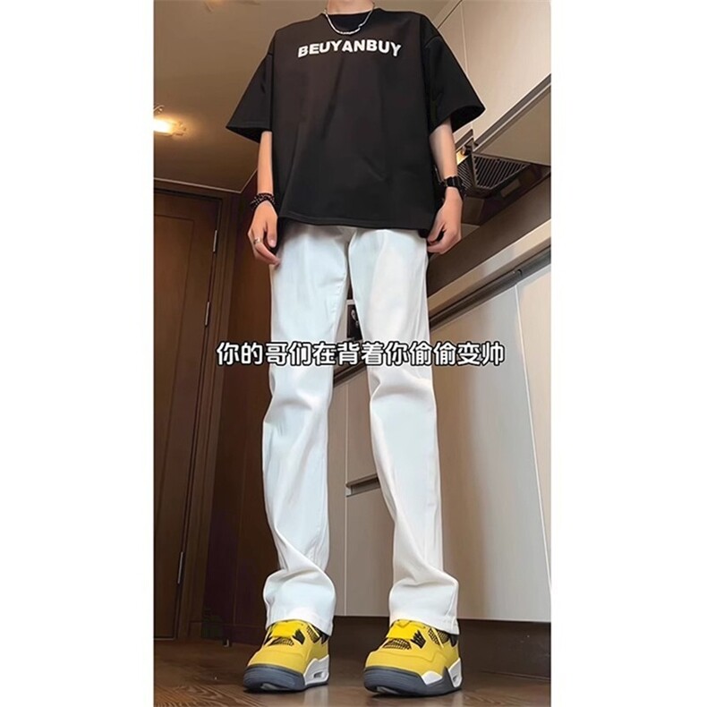 W10689-P28特批网图现货微喇牛仔裤美式高街vibe修身牛仔裤,男装牛仔裤,星座1608