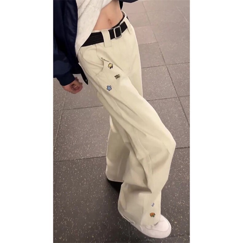 1506-1/K6621/P50原版质量刺绣黑色白色宽松百搭男女直筒裤子潮牌,男装休闲裤,星座1506-1