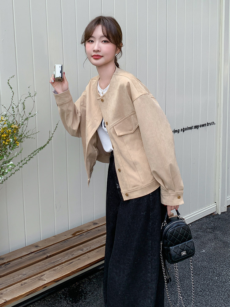 工装麂皮绒短外套女春秋2025新款减龄独特超好看上衣开春穿搭休闲,女装短外套,浙宝192（原082）