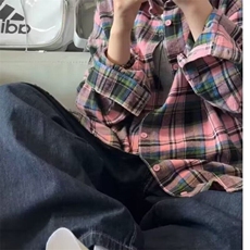 休闲格子衬衫外套春季2025新款痞帅青少年男女款长袖衬衣ins潮流，男装衬衫，星座506A