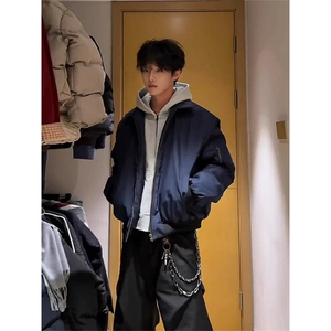 美式cleanfit外套男款秋季高级感翻领短款藏青色飞行员夹克棒球服图片