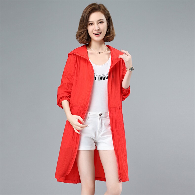 防晒衣女中长款2021年夏季新款韩版洋气薄款百搭长袖防晒服衫外套,女装短外套,伊满意