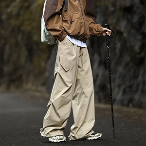 胖胖哥美式百搭工装裤男秋季潮大码宽松直筒裤阔腿纯色长裤男款图片