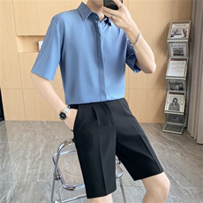 冰丝短袖衬衫男夏季韩版衬衣港风日系宽松大码五分袖寸衫九分短裤，男装牛仔裤，星座505-2（原电商A260-1)