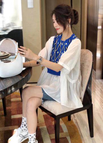 冰麻拼接天丝小衫，女装，姚姚家