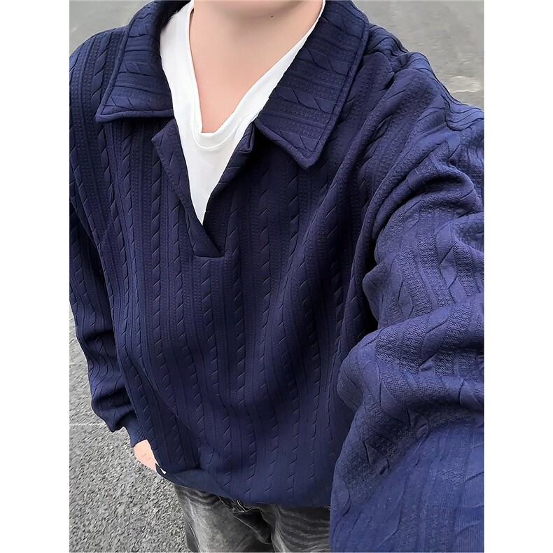 假两件卫衣男秋冬加绒加厚提花无帽打底衫宽松大码上衣WY008加绒,男装T恤,电商B312