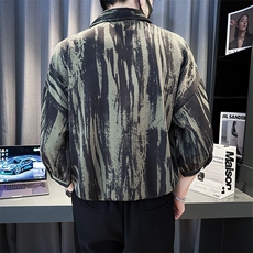 2025春季新品衬衫男士七分袖水墨扎染衬衫潮社会小伙901-C20P58，男装衬衫，星座901