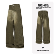 B221美式ins高街暗黑直筒洗褪工装休闲牛仔裤LK25608-特P48控88，男装牛仔裤，电商B221