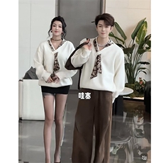 网图现货美式宽松丝巾长袖宽松毛衣M01/P70送丝巾，男装针织衫/毛衣，星座205-3