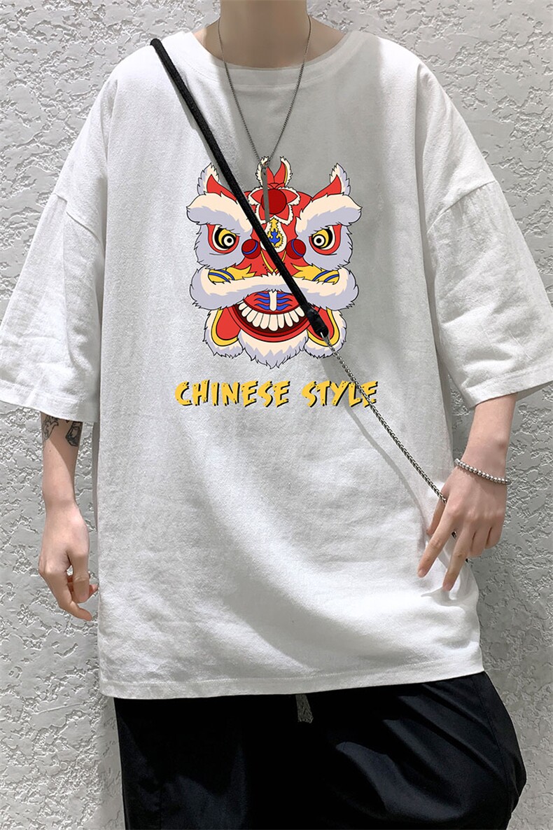 YT26185-P30亚短袖t恤男大码五分袖男宽松七分袖港风模特,男装T恤,电商A040