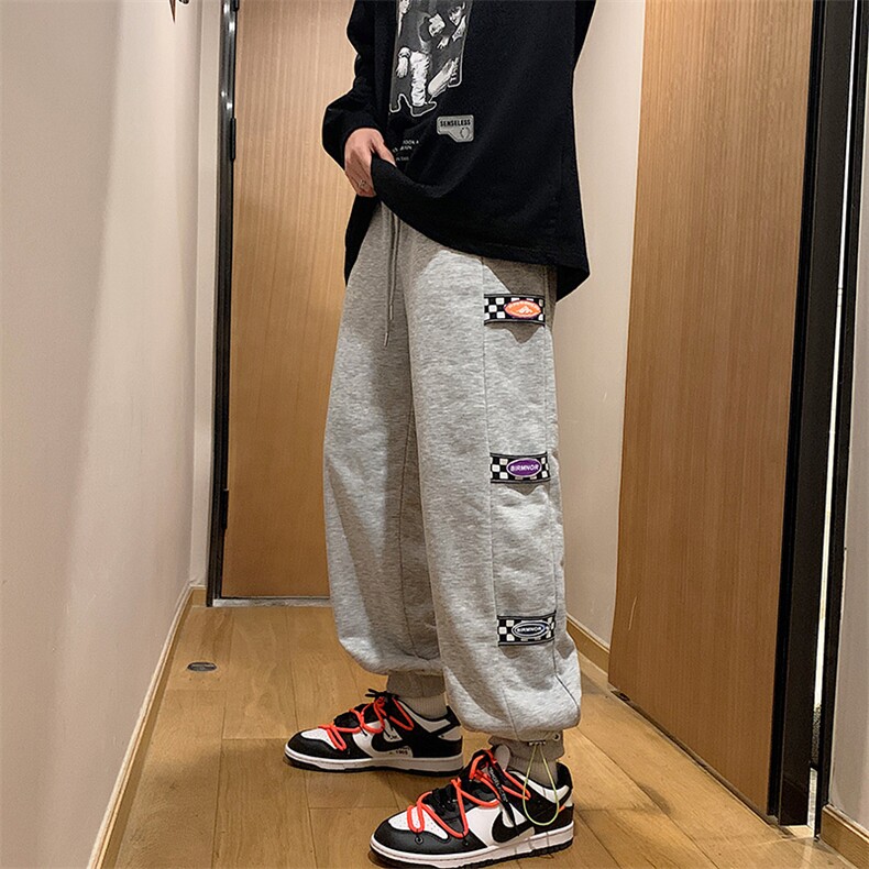 休闲裤男春季2023新款宽松抽绳束脚贴标卫裤情侣运动裤NB611-P35图片